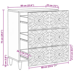 Μπουφές Αποθήκευσης Καφέ 60 x 33,5 x 75 εκ. Στερεό ξύλο μάνγκο - Pakobazaar