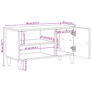 Ντουλάπι TV με ράφι Καφέ 80 x 31,5 x 46 cm Στερεό ξύλο μάνγκο - Pakobazaar