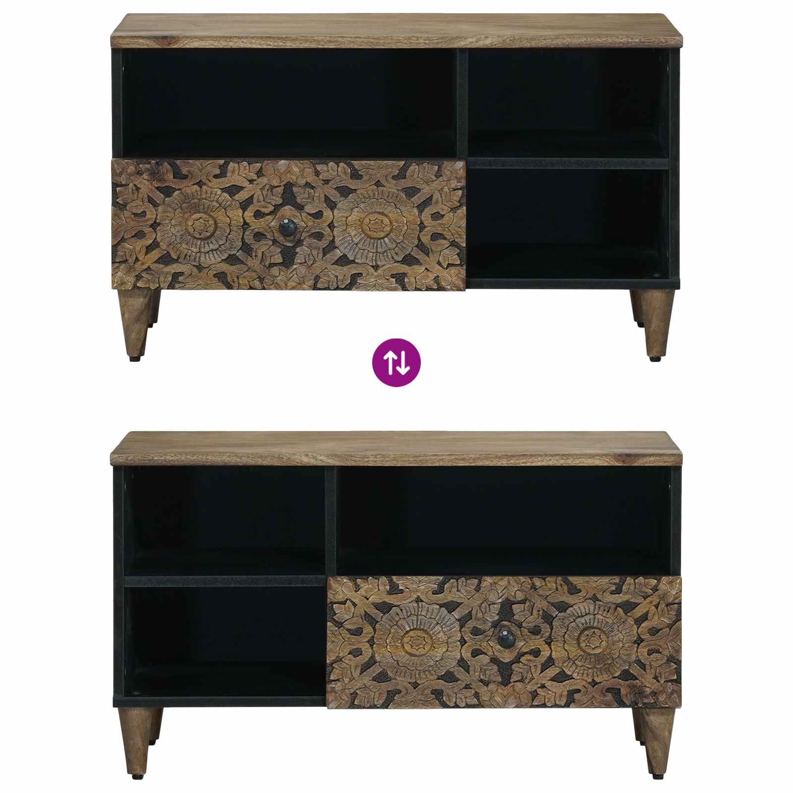 Ντουλάπι TV με ράφι Καφέ 80 x 33,5 x 46 εκ. Στερεό ξύλο μάνγκο - Pakobazaar