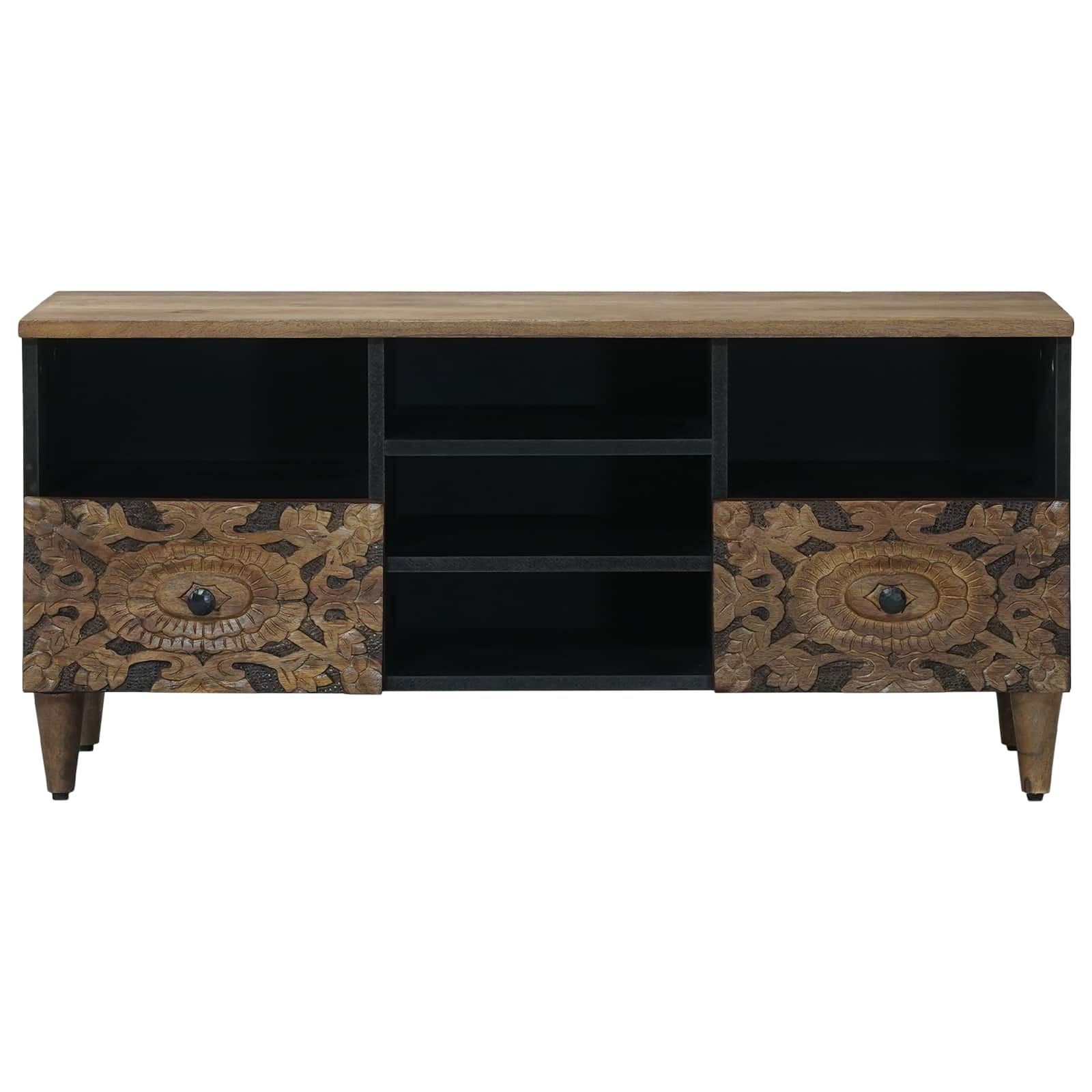 Ντουλάπι TV με ράφι Καφέ 100 x 33,5 x 46 εκ Στερεό ξύλο μάνγκο - Pakobazaar
