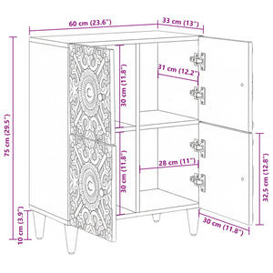 Πλαϊνό γραφείο Καφέ 60 x 33,5 x 75 εκ. Στερεό ξύλο μάνγκο - Pakobazaar