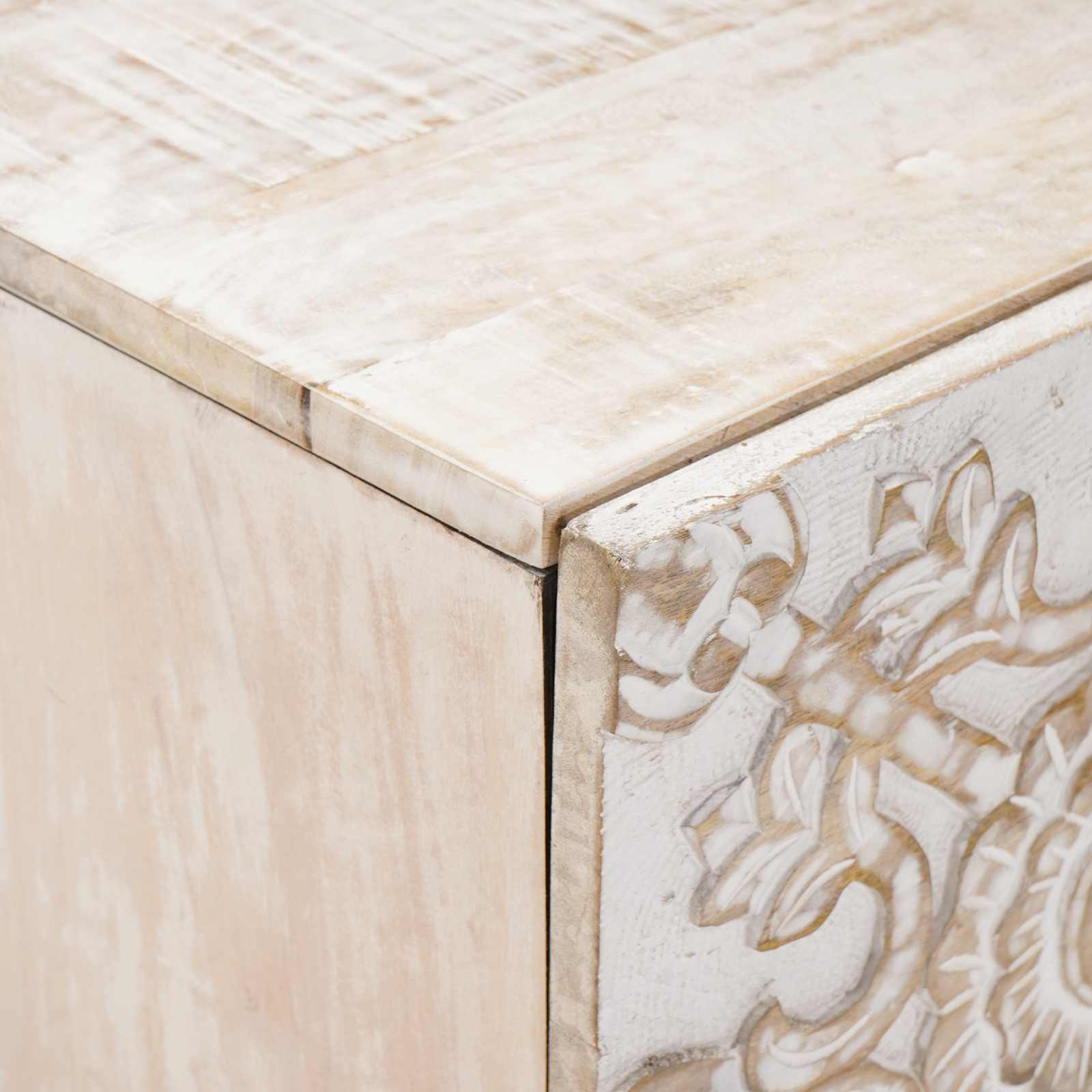 Κομοδίνο 2 pcs Λευκό 40 x 33,5 x 46 εκ Στερεό ξύλο μάνγκο - Pakobazaar