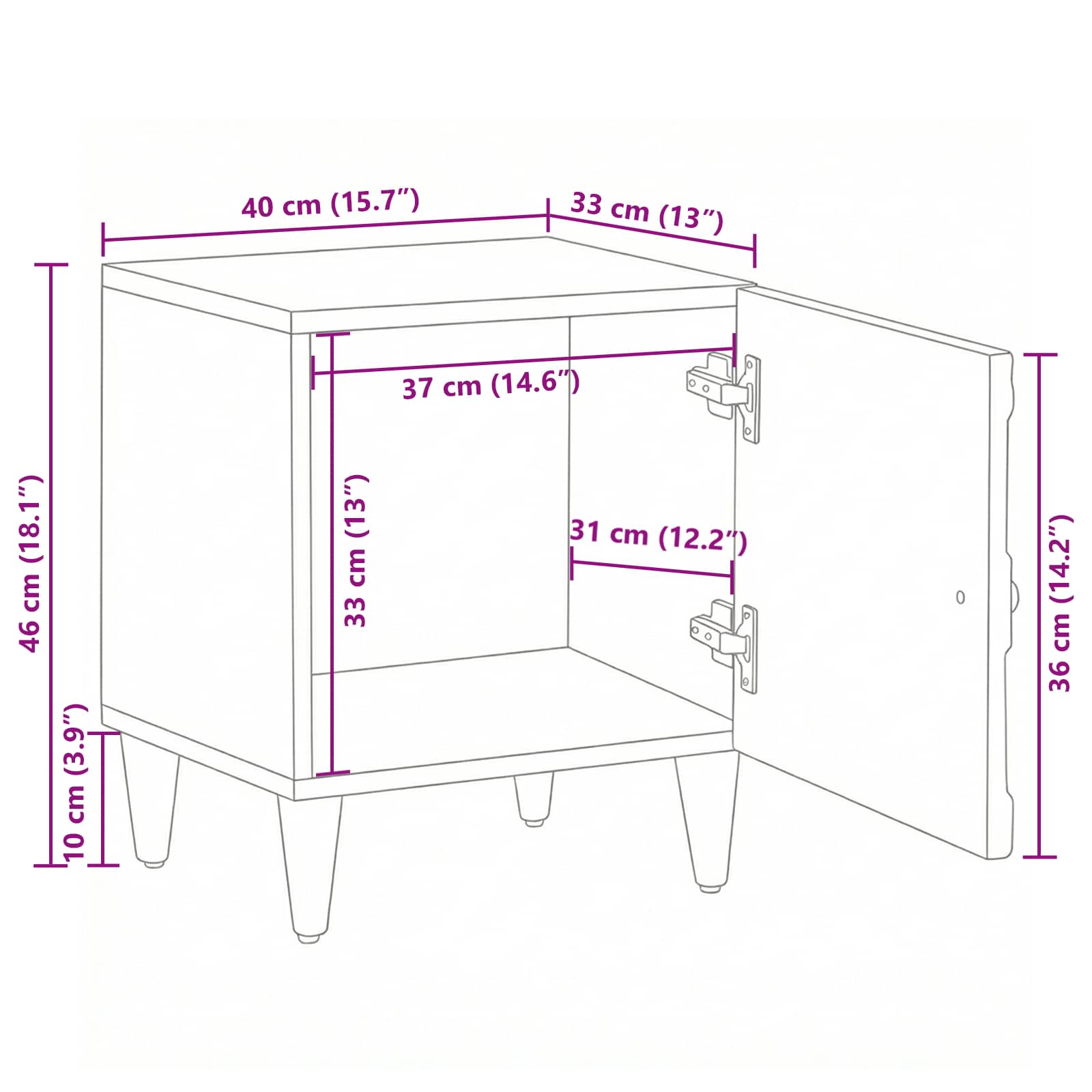 Κομοδίνο 2 pcs Λευκό 40 x 33,5 x 46 εκ Στερεό ξύλο μάνγκο - Pakobazaar
