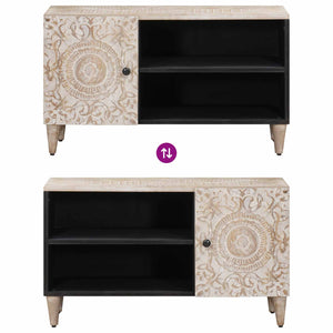 Ντουλάπι TV με πόρτα Λευκό 80 x 31,5 x 46 cm Στερεό ξύλο μάνγκο - Pakobazaar