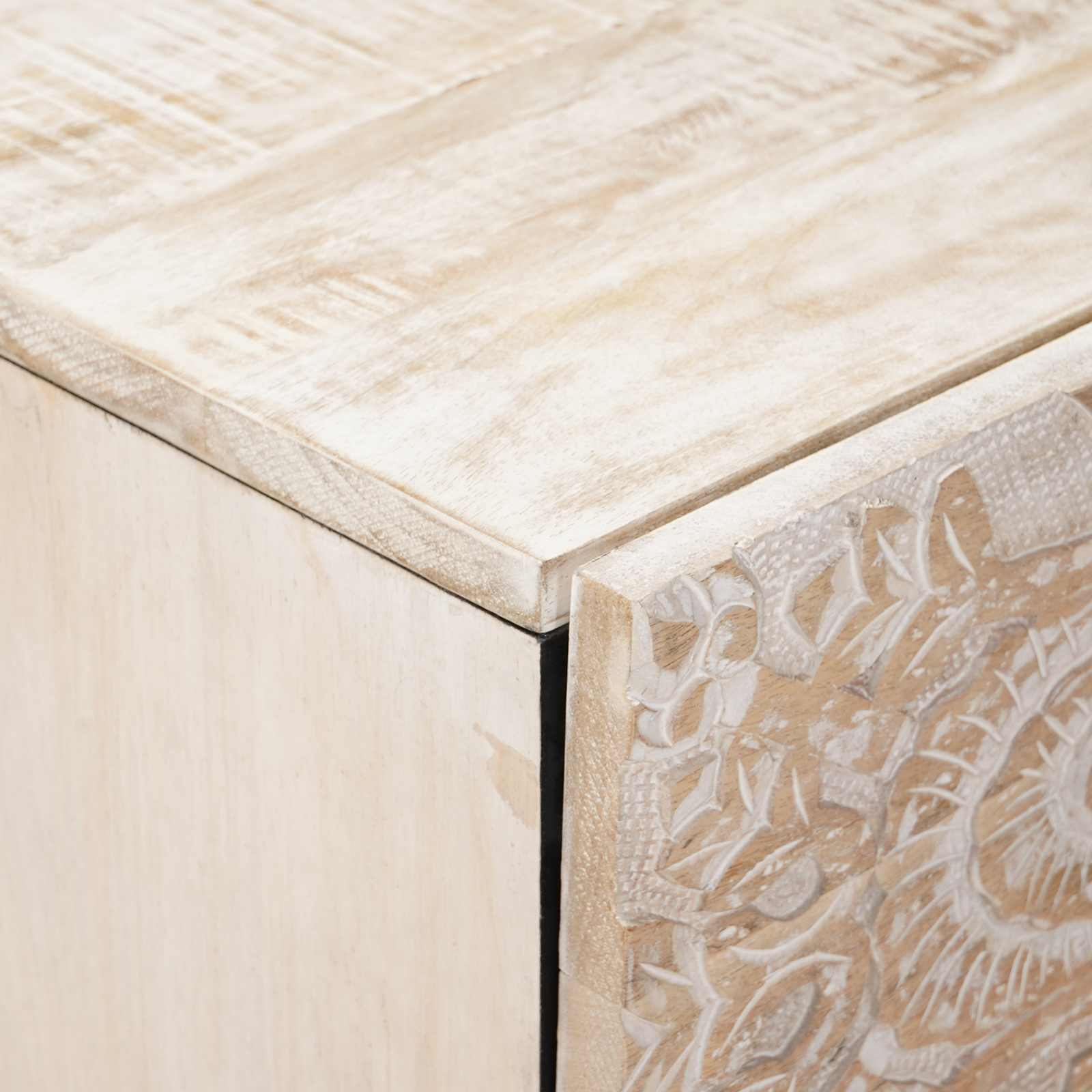 Πλαϊνό γραφείο Λευκό 40 x 33,5 x 75 εκ Στερεό ξύλο μάνγκο - Pakobazaar