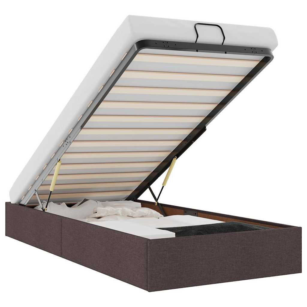 Οθωμανικό πλαίσιο κρεβατιού χωρίς στρώμα Σκούρο καφέ Ύφασμα - Pakobazaar