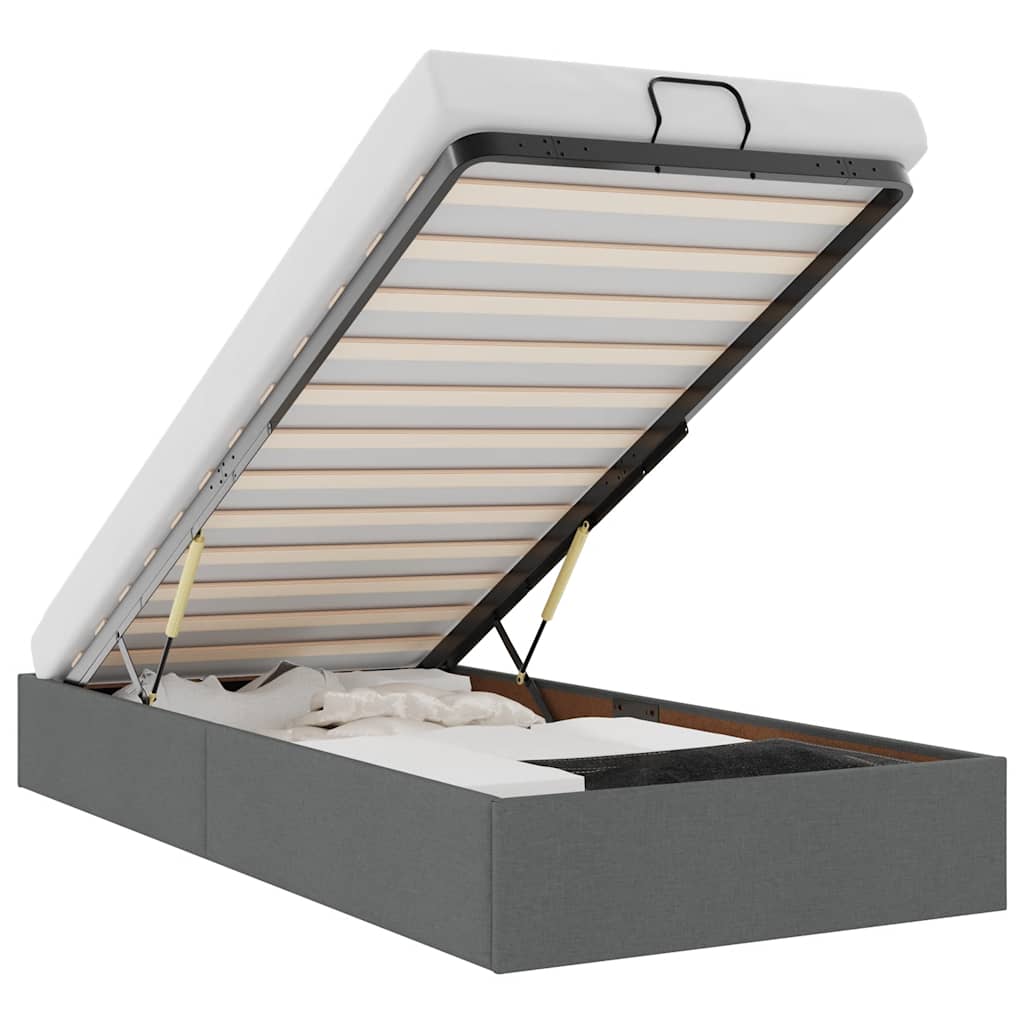 Οθωμανικό πλαίσιο κρεβατιού χωρίς στρώμα Σκούρο γκρι Ύφασμα - Pakobazaar