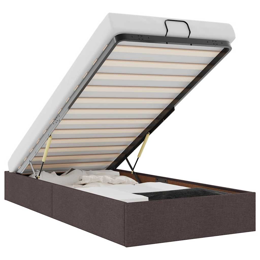 Οθωμανικό πλαίσιο κρεβατιού χωρίς στρώμα Σκούρο καφέ Ύφασμα