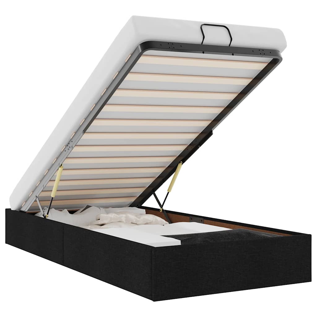 Οθωμανικό πλαίσιο κρεβατιού χωρίς στρώμα Μαύρο 90x200 cm Ύφασμα