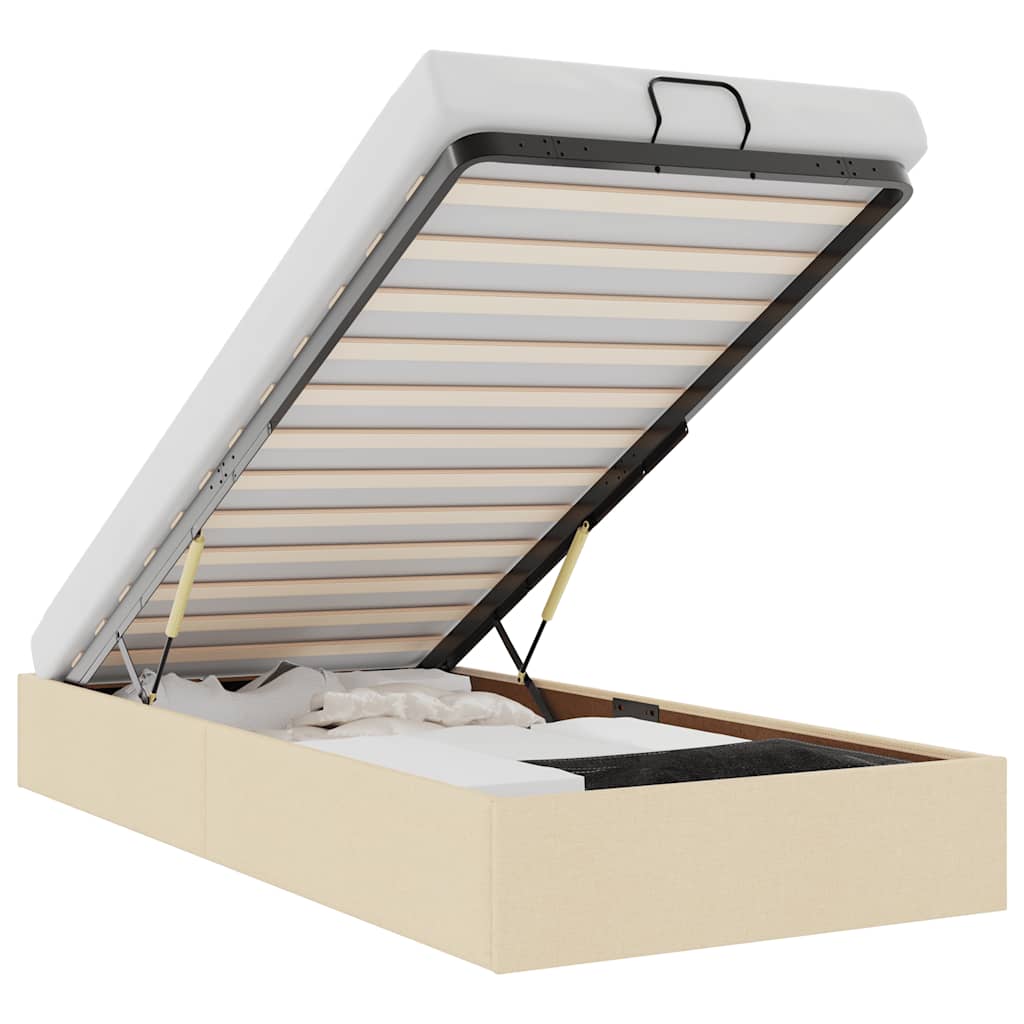 Οθωμανικό πλαίσιο κρεβατιού χωρίς στρώμα Κρέμα 100x200cm Ύφασμα