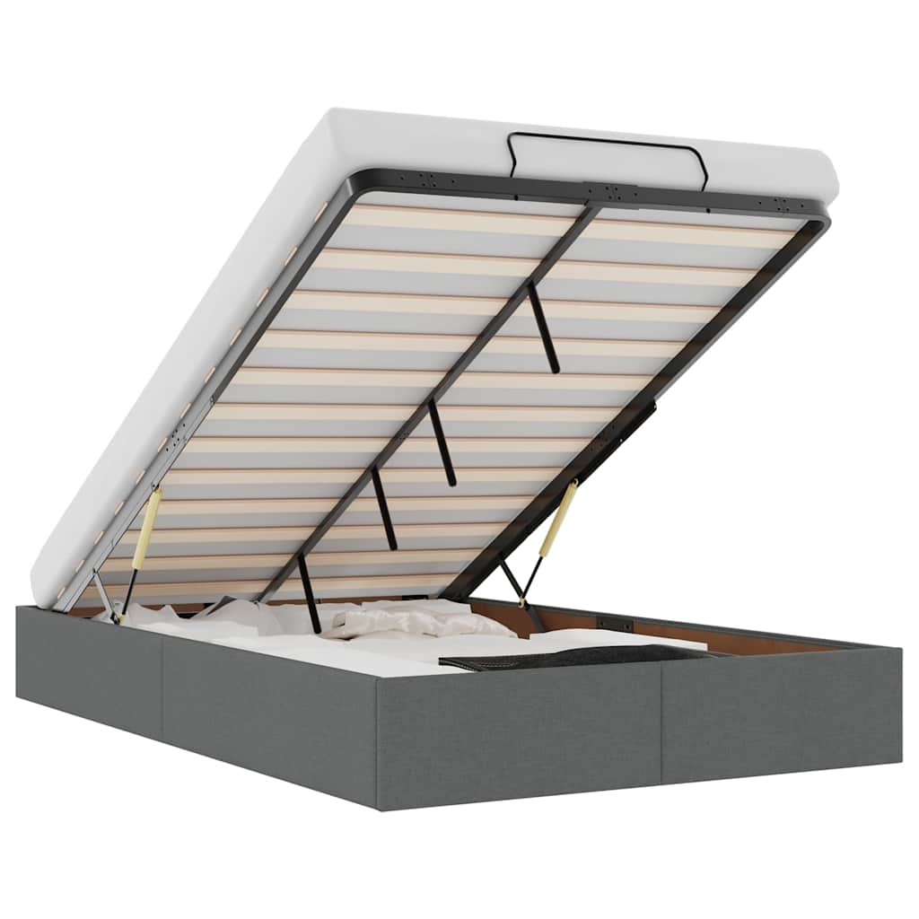 Οθωμανικό πλαίσιο κρεβατιού χωρίς στρώμα Σκούρο γκρι Ύφασμα