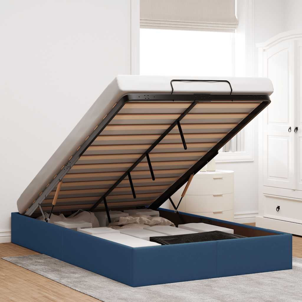 Οθωμανικό πλαίσιο κρεβατιού χωρίς στρώμα Μπλε 120x190 cm Ύφασμα