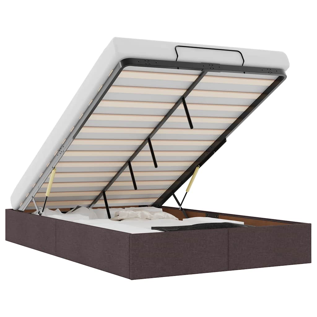 Οθωμανικό πλαίσιο κρεβατιού χωρίς στρώμα Σκούρο καφέ Ύφασμα