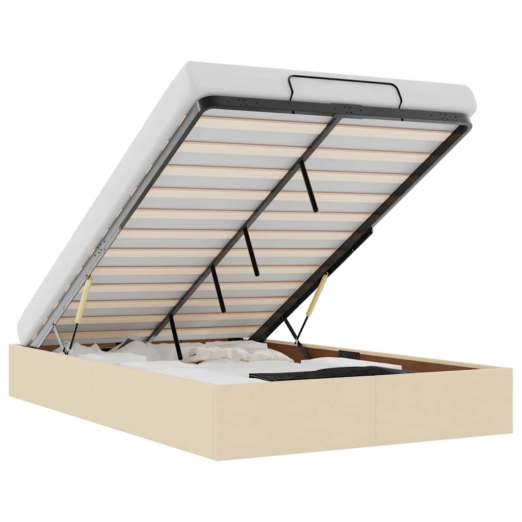 Οθωμανικό πλαίσιο κρεβατιού χωρίς στρώμα Κρέμα 120x200cm Ύφασμα