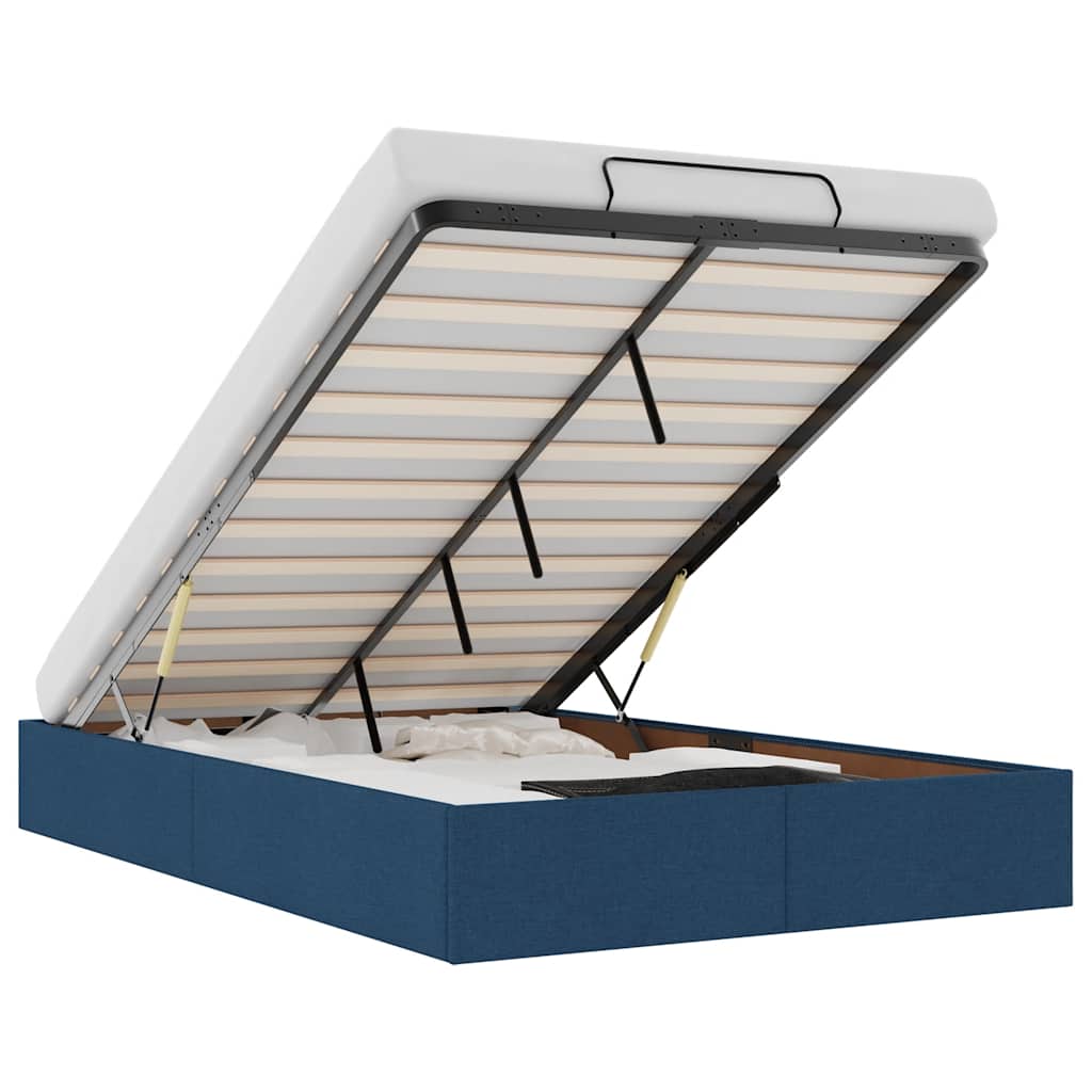 Οθωμανικό πλαίσιο κρεβατιού χωρίς στρώμα μπλε 120x200 cm ύφασμα