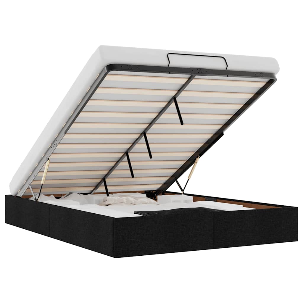 Οθωμανικό πλαίσιο κρεβατιού χωρίς στρώμα Μαύρο 140x190cm Ύφασμα - Pakobazaar