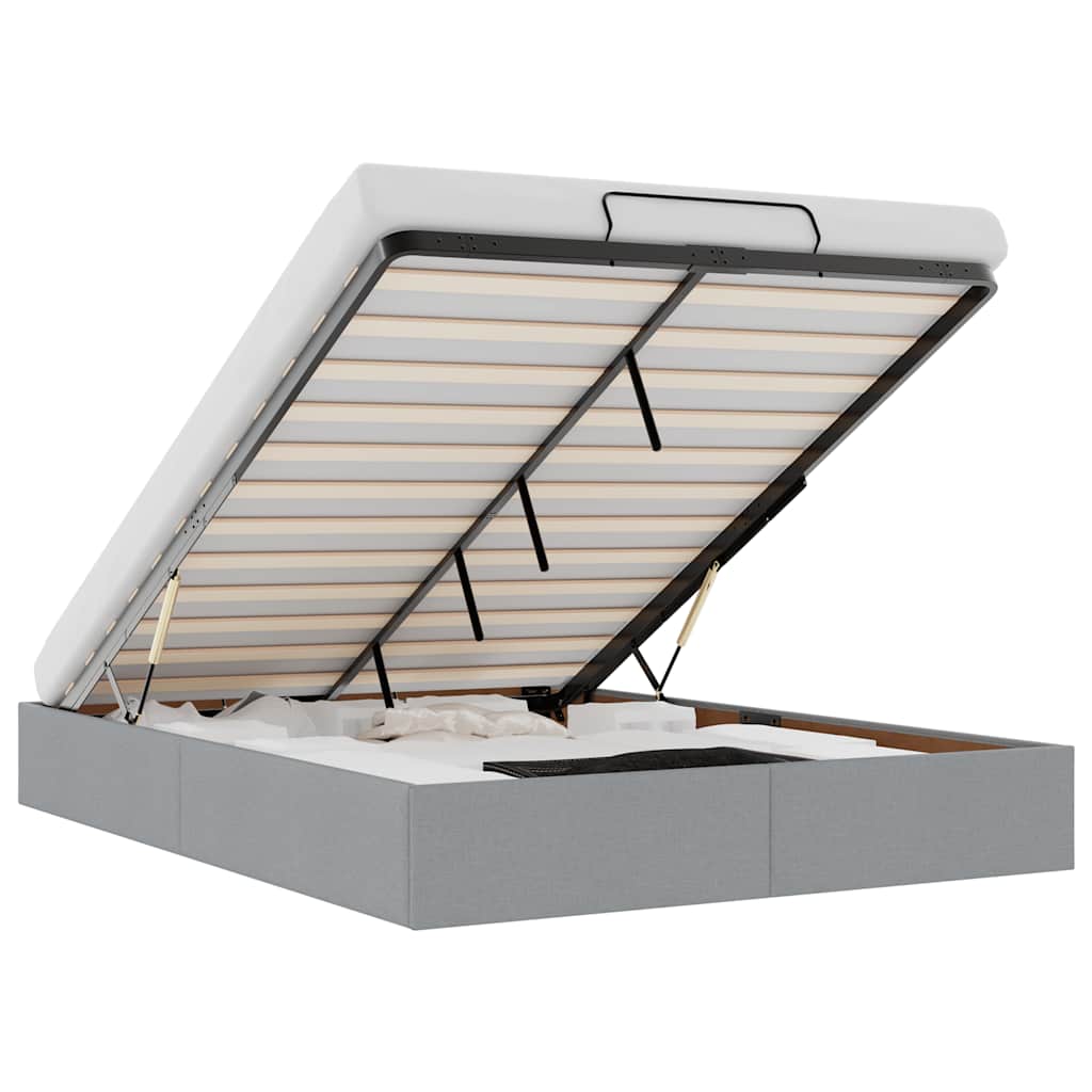 Οθωμανικό πλαίσιο κρεβατιού χωρίς στρώμα Ανοιχτό γκρι Ύφασμα