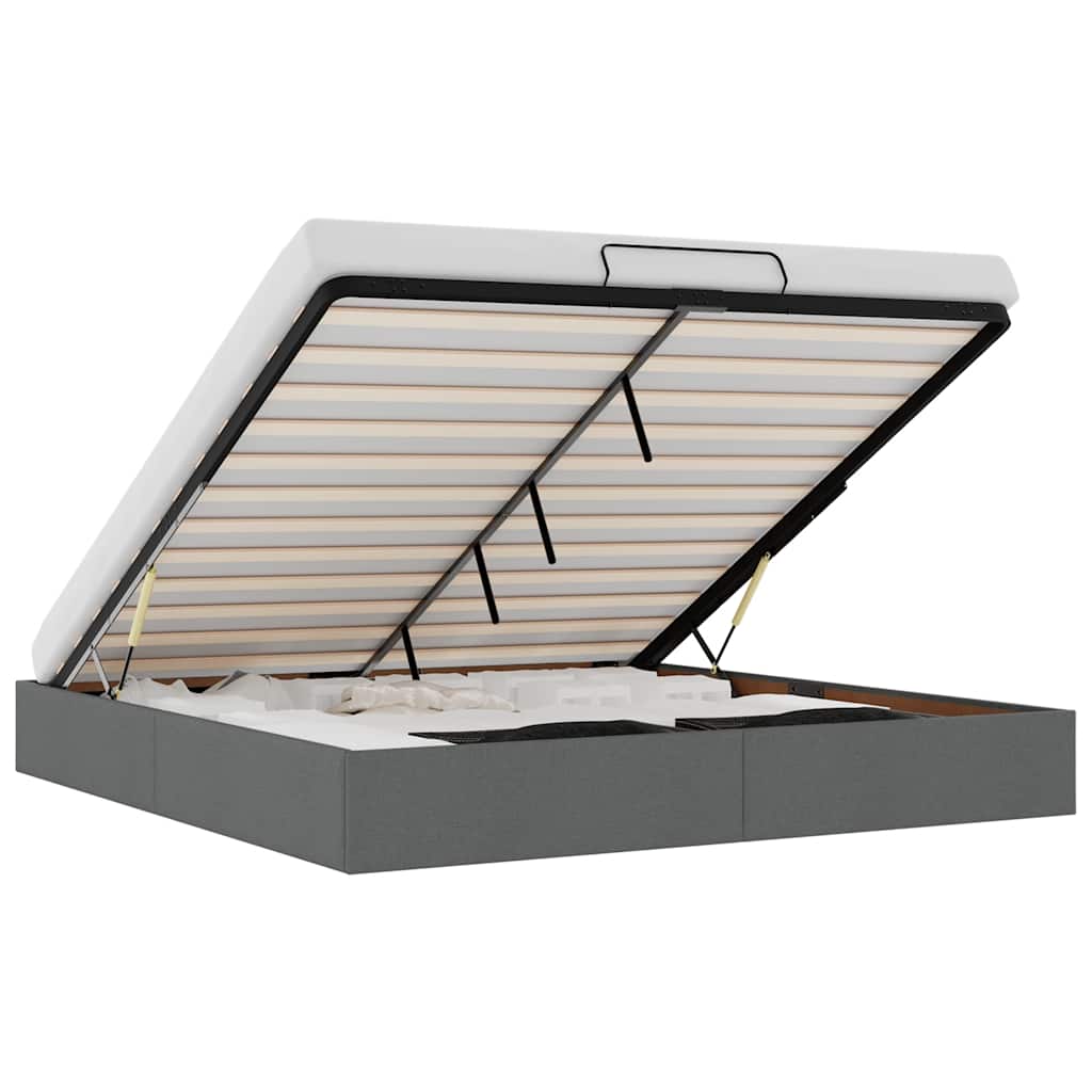 Οθωμανικό πλαίσιο κρεβατιού χωρίς στρώμα Σκούρο γκρι Ύφασμα