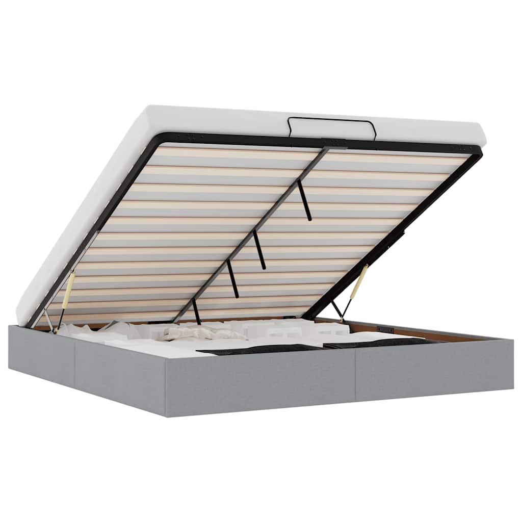 Οθωμανικό πλαίσιο κρεβατιού χωρίς στρώμα ανοιχτό γκρι ύφασμα