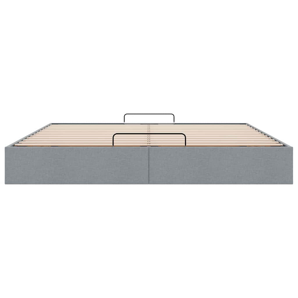 Οθωμανικό πλαίσιο κρεβατιού χωρίς στρώμα ανοιχτό γκρι ύφασμα