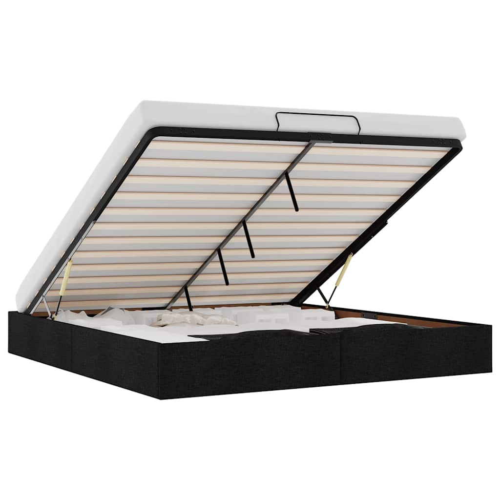 Οθωμανικό πλαίσιο κρεβατιού χωρίς στρώμα Μαύρο 200x200cm Ύφασμα