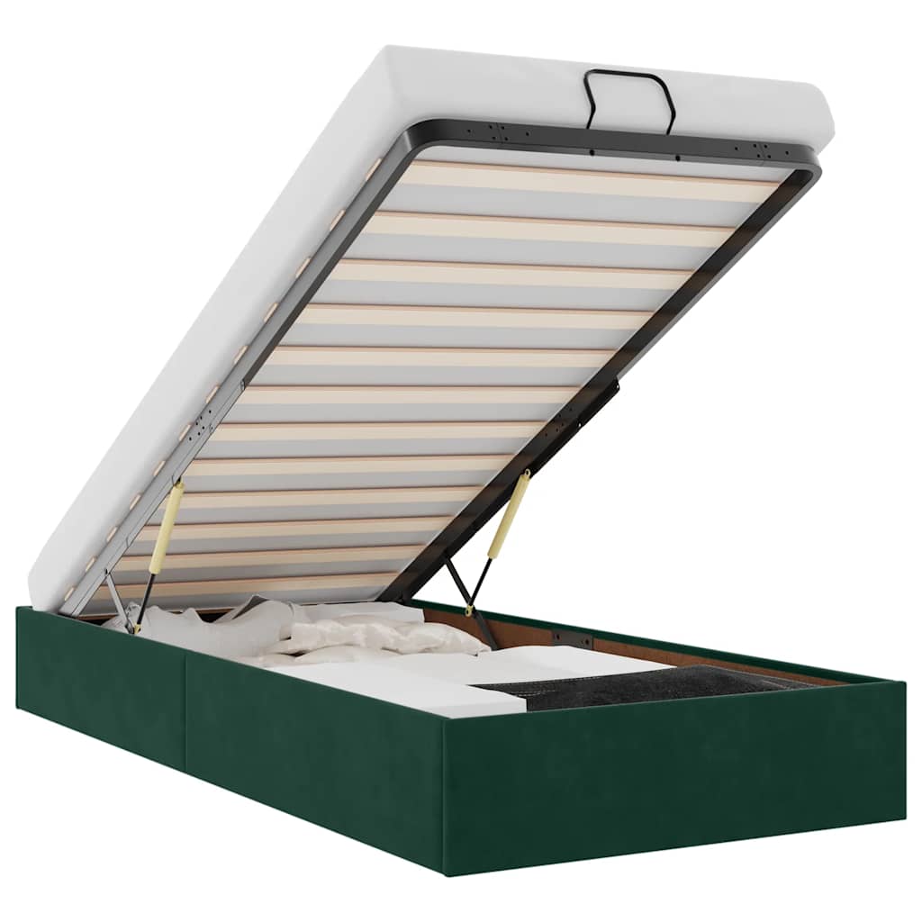 Οθωμανικό πλαίσιο κρεβατιού χωρίς στρώμα Σκούρο πράσινο Velvet