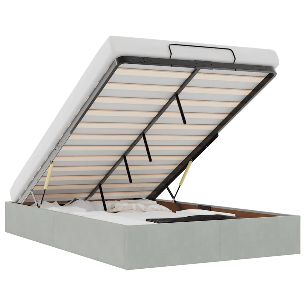 Οθωμανικό πλαίσιο κρεβατιού χωρίς στρώμα ανοιχτό γκρι Velvet - Pakobazaar