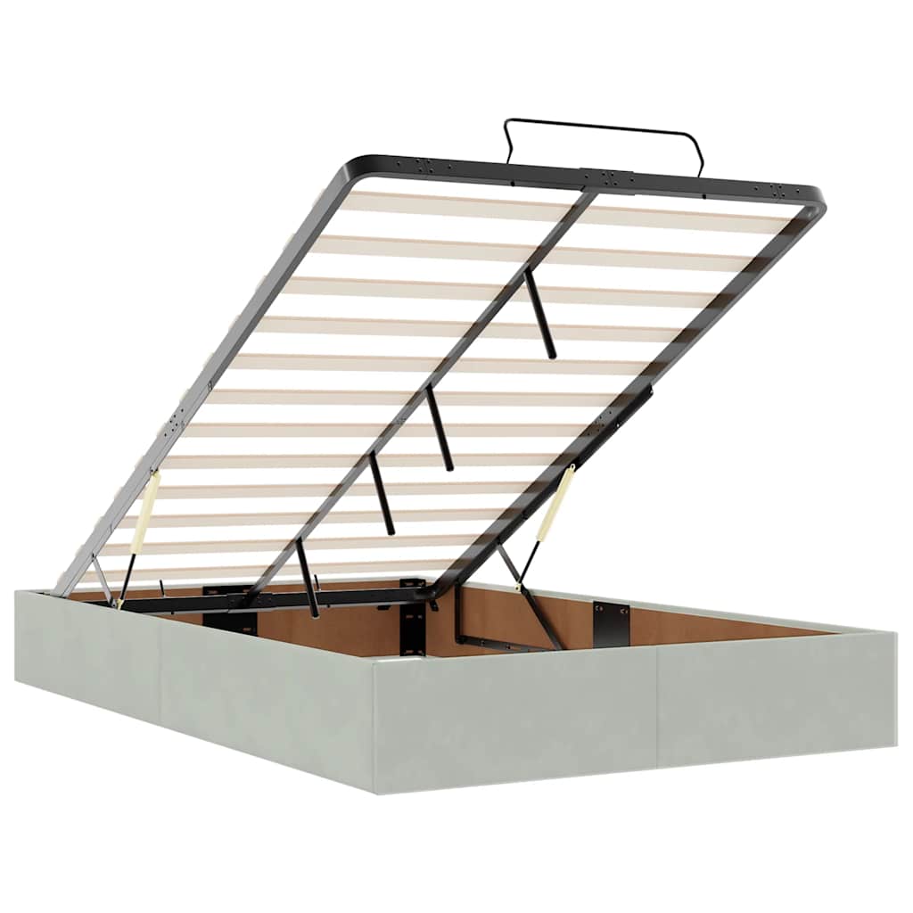 Οθωμανικό πλαίσιο κρεβατιού χωρίς στρώμα ανοιχτό γκρι Velvet - Pakobazaar