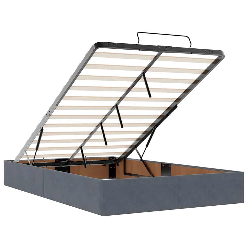 Οθωμανικό πλαίσιο κρεβατιού χωρίς στρώμα Σκούρο γκρι Velvet