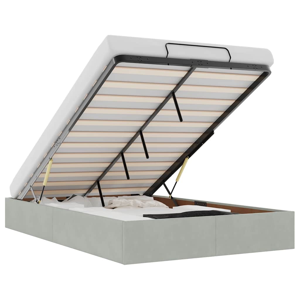 Οθωμανικό πλαίσιο κρεβατιού χωρίς στρώμα ανοιχτό γκρι Velvet