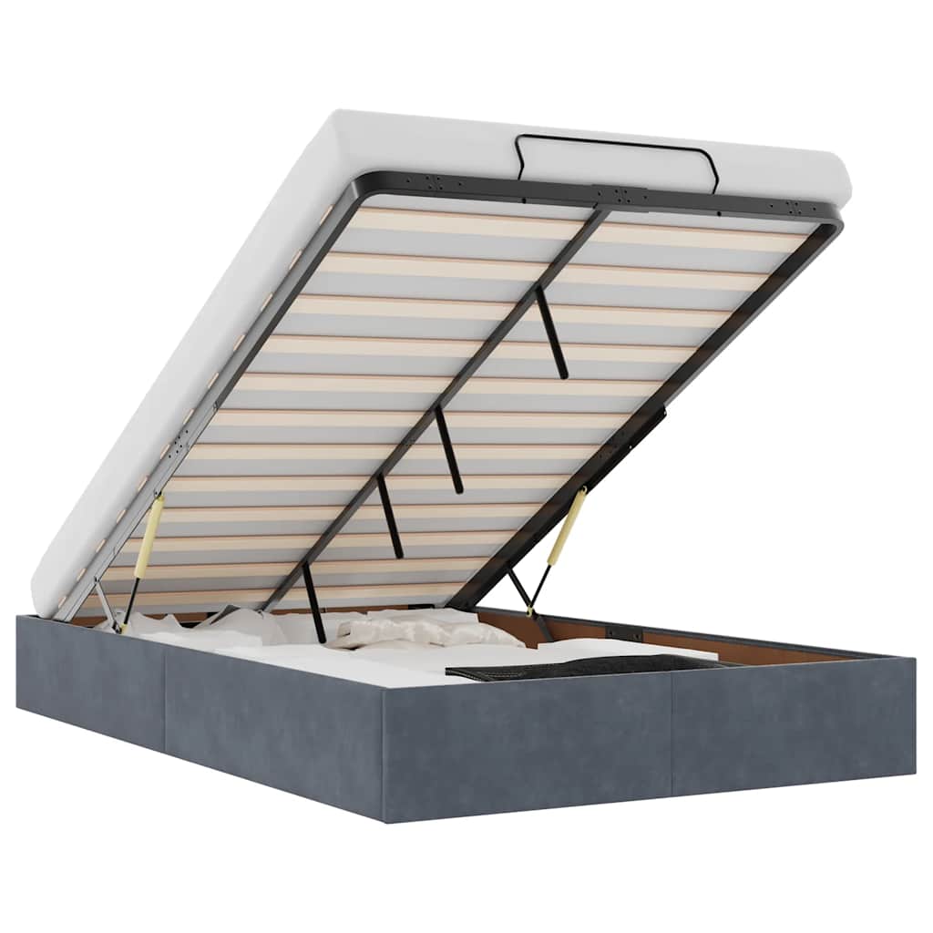 Οθωμανικό πλαίσιο κρεβατιού χωρίς στρώμα Σκούρο γκρι Velvet - Pakobazaar