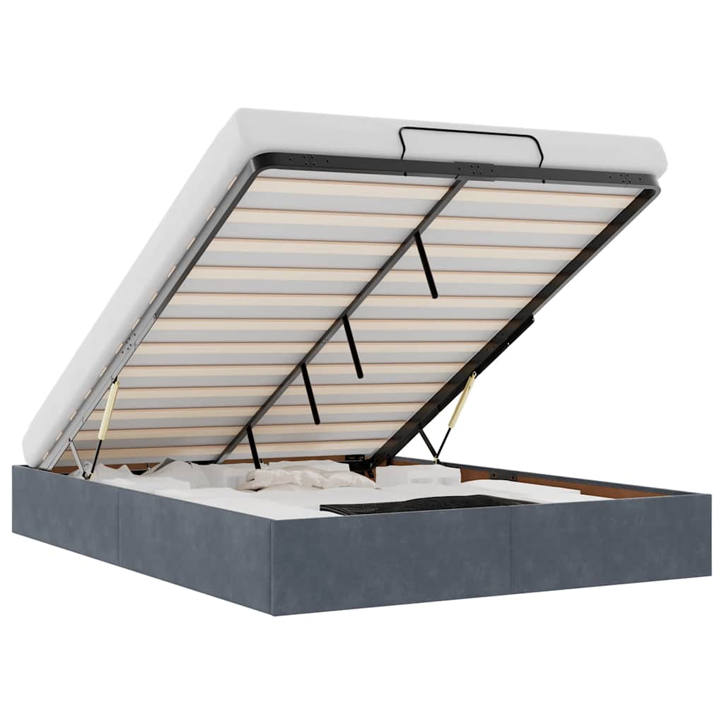 Οθωμανικό πλαίσιο κρεβατιού χωρίς στρώμα Σκούρο γκρι Velvet