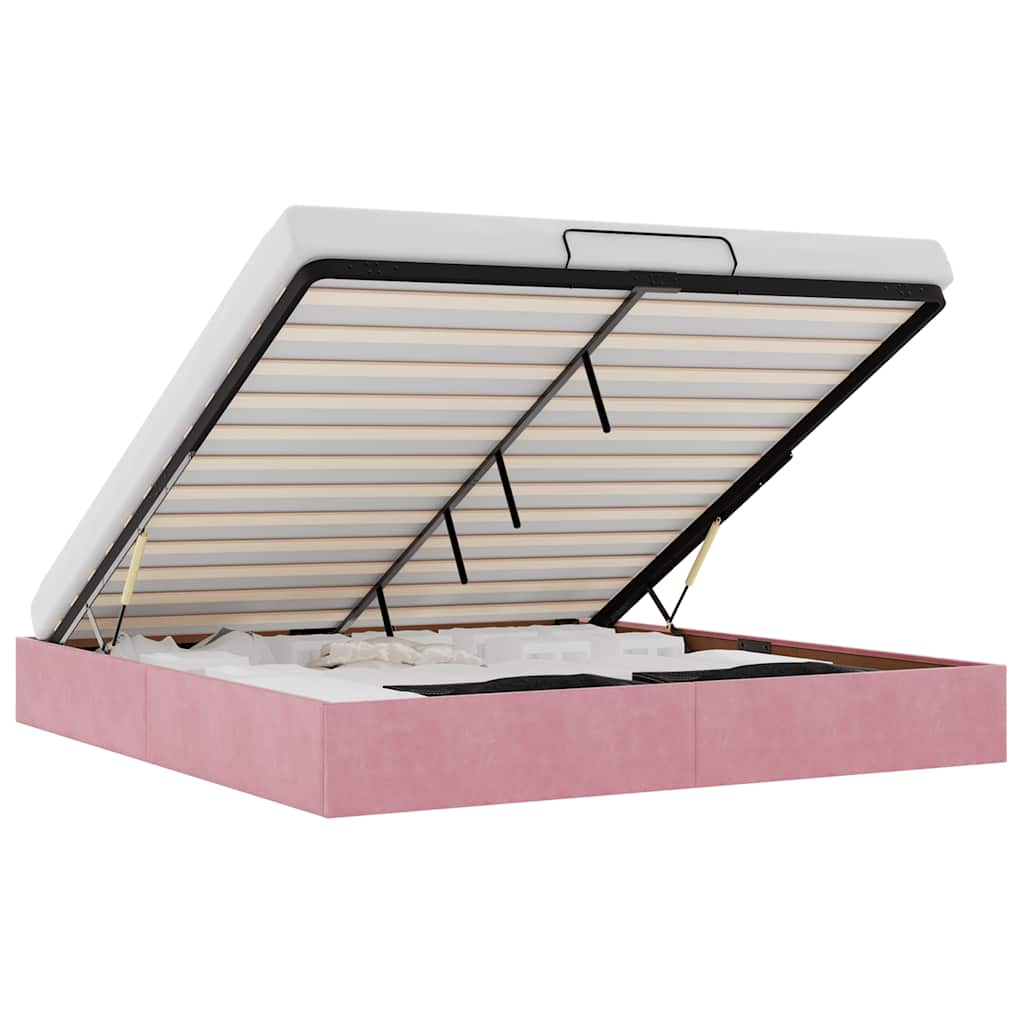 Οθωμανικό πλαίσιο κρεβατιού χωρίς στρώμα ροζ 160x200 cm Βελούδο