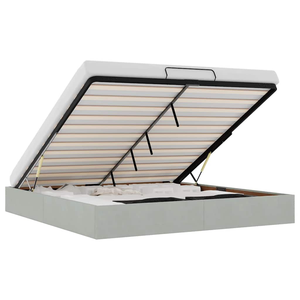 Οθωμανικό πλαίσιο κρεβατιού χωρίς στρώμα ανοιχτό γκρι Velvet