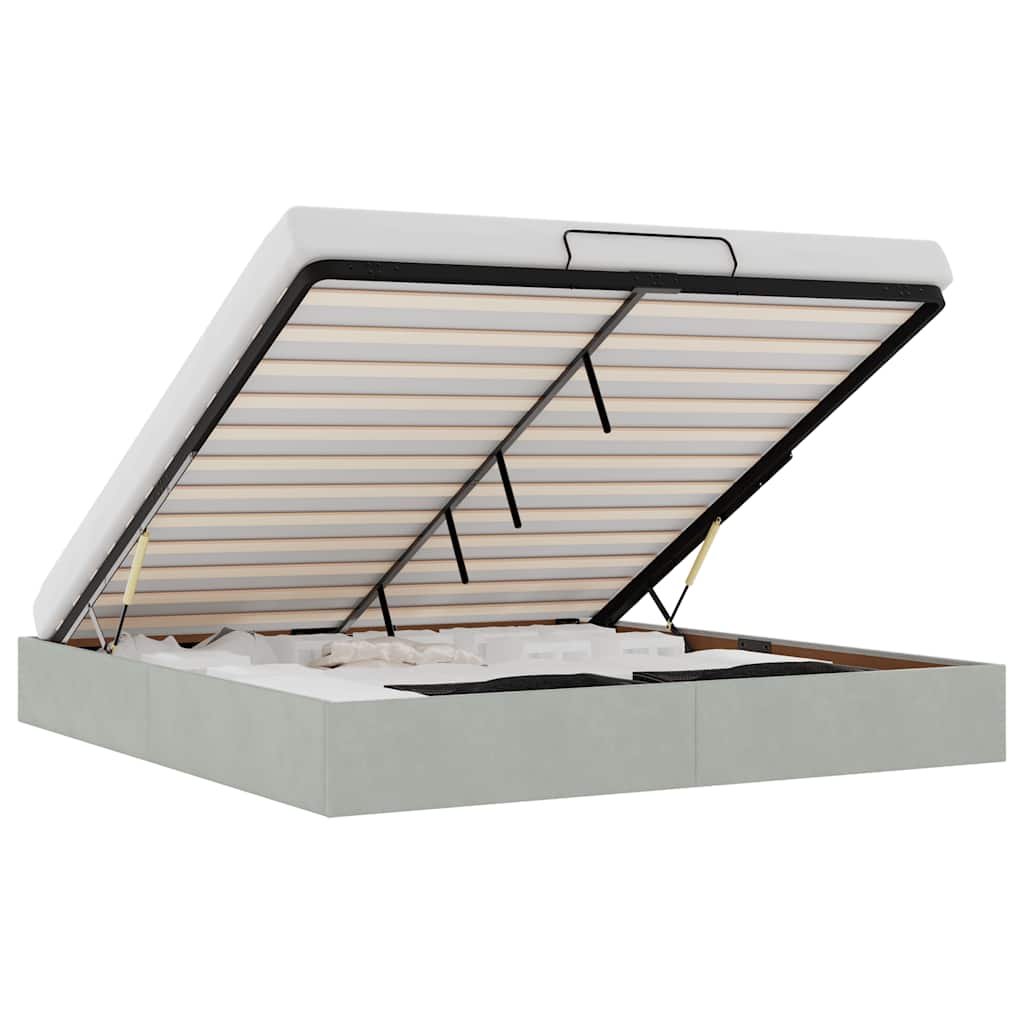 Οθωμανικό πλαίσιο κρεβατιού χωρίς στρώμα ανοιχτό γκρι Velvet