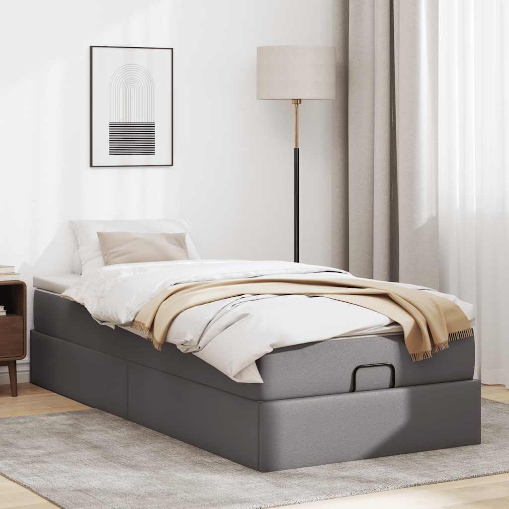 Οθωμανικό κρεβάτι με στρώμα Γκρι 80x200cm Faux Leather