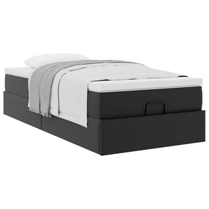 Οθωμανικό κρεβάτι με στρώμα Μαύρο 90x190cm Faux Leather