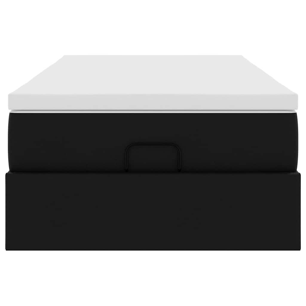 Οθωμανικό κρεβάτι με στρώμα Μαύρο 90x190cm Faux Leather