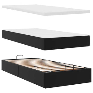 Οθωμανικό κρεβάτι με στρώμα Μαύρο 90x190cm Faux Leather