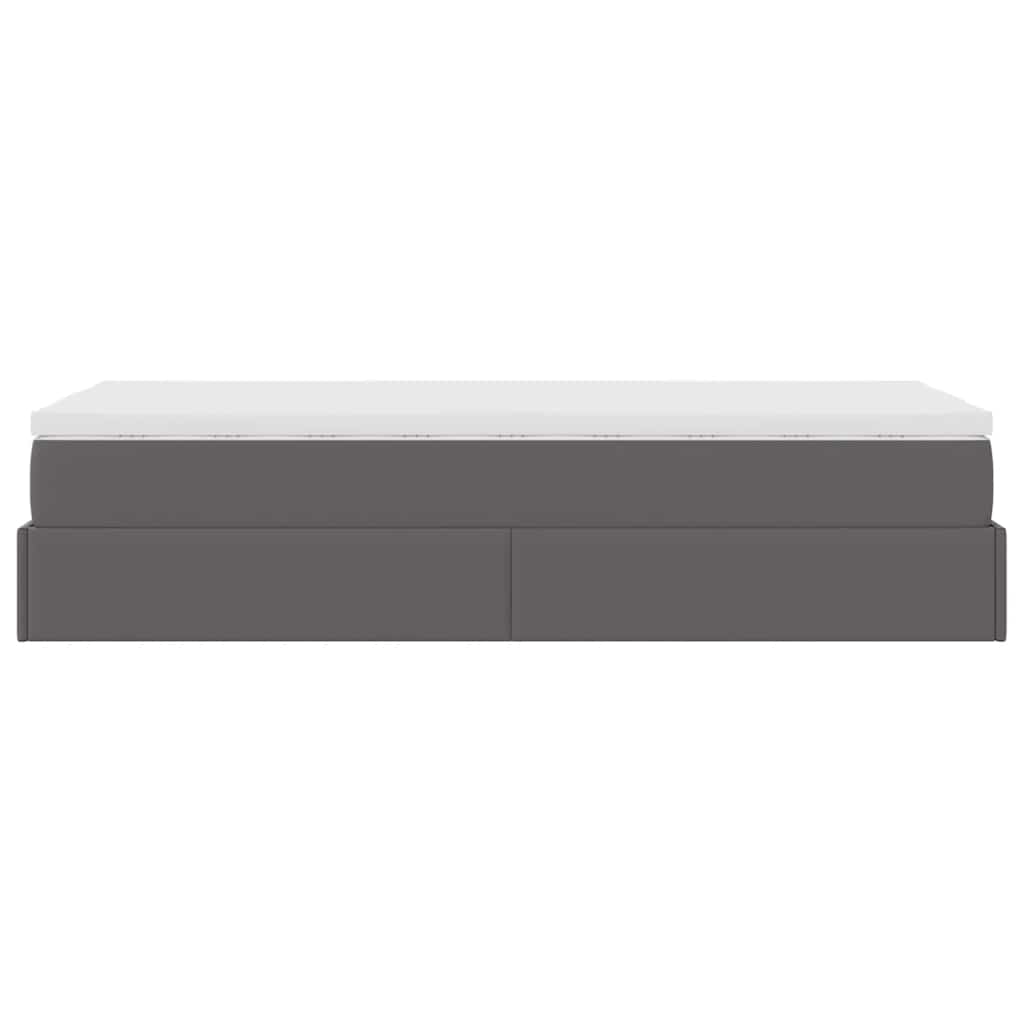 Οθωμανικό κρεβάτι με στρώμα Γκρι 90x190cm Faux Leather