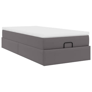 Οθωμανικό κρεβάτι με στρώμα Γκρι 90x190cm Faux Leather
