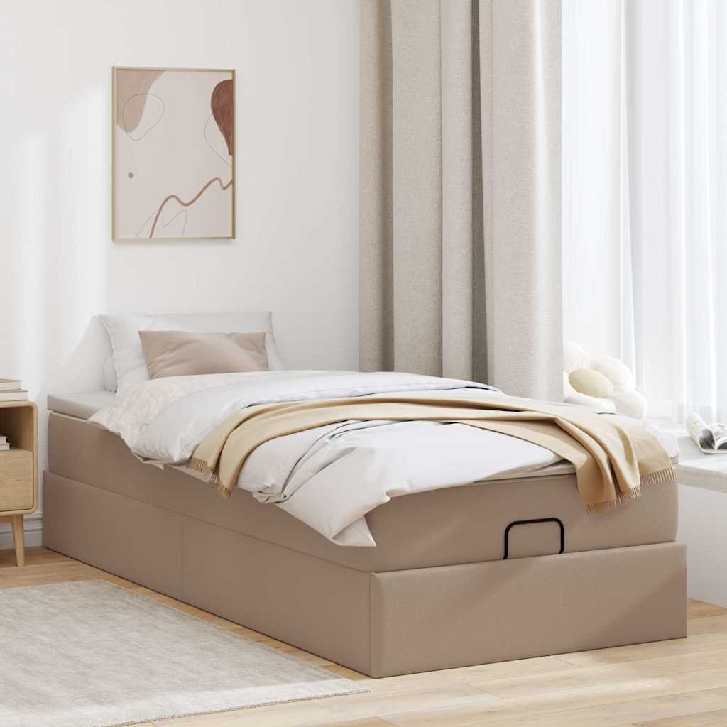 Οθωμανικό κρεβάτι με στρώμα Cappucino 90x190cm Faux Leather