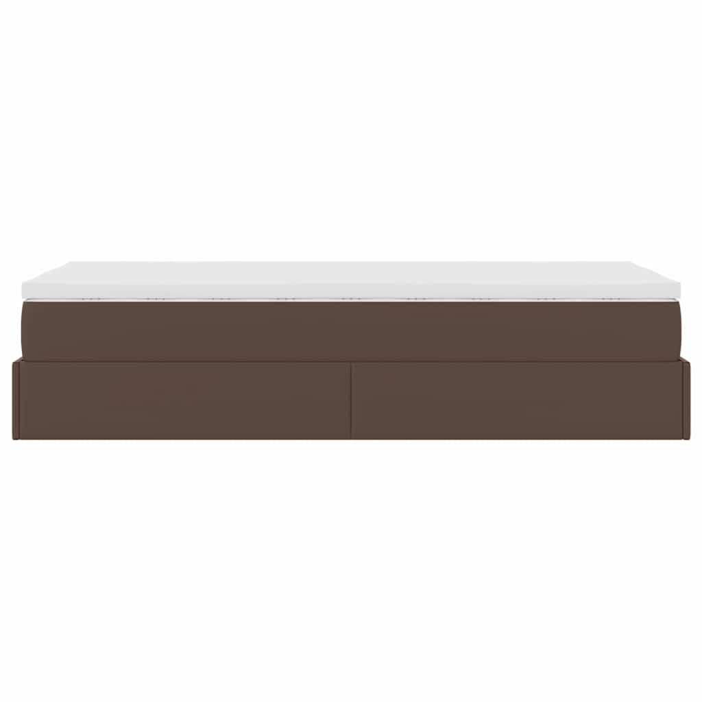 Οθωμανικό κρεβάτι με στρώμα καφέ 90x200cm Faux Leather