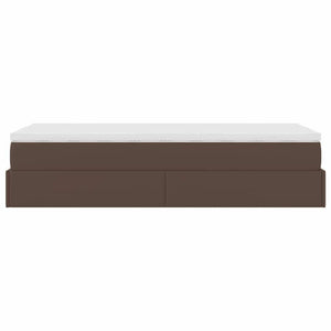 Οθωμανικό κρεβάτι με στρώμα καφέ 90x200cm Faux Leather