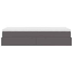 Οθωμανικό κρεβάτι με στρώμα Γκρι 90x200cm Faux Leather