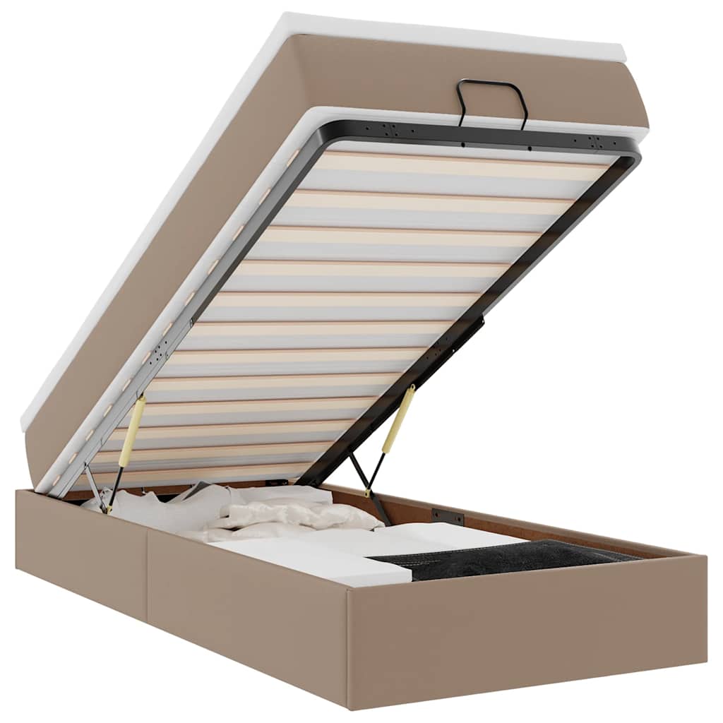 Οθωμανικό κρεβάτι με στρώμα Cappucino 90x200cm Faux Leather