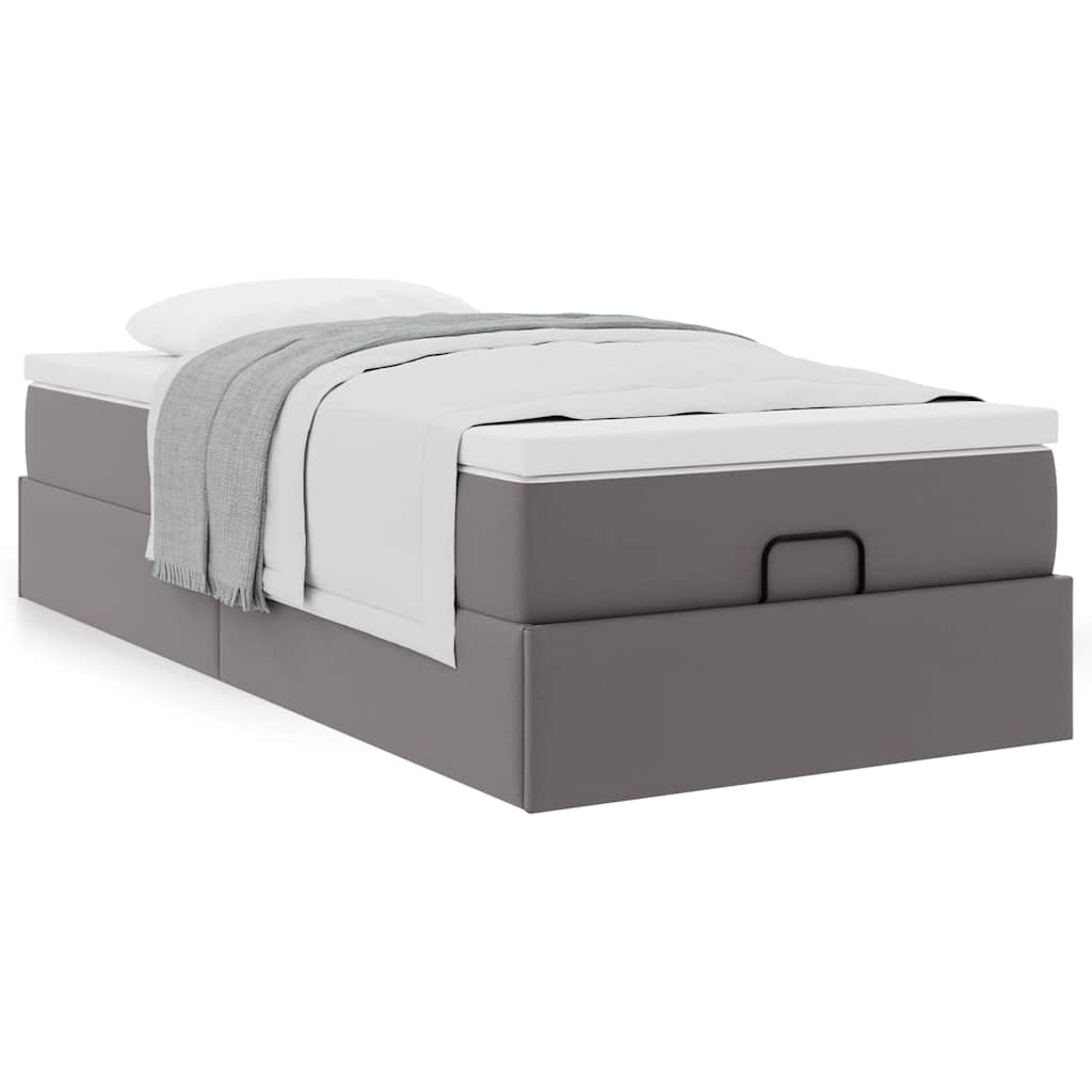 Οθωμανικό κρεβάτι με στρώμα Γκρι 100x200cm Faux Leather - Pakobazaar