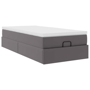 Οθωμανικό κρεβάτι με στρώμα Γκρι 100x200cm Faux Leather - Pakobazaar