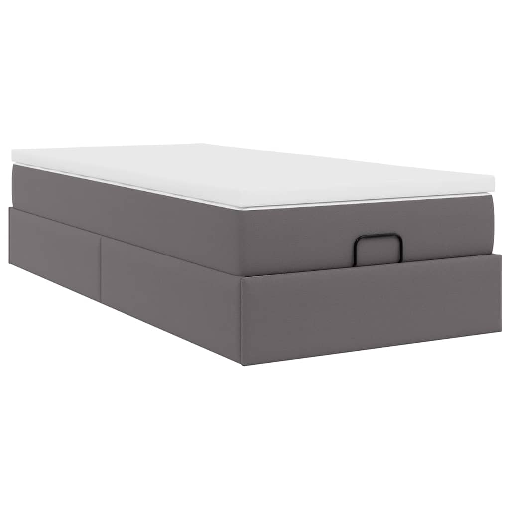 Οθωμανικό κρεβάτι με στρώμα Γκρι 100x200cm Faux Leather - Pakobazaar