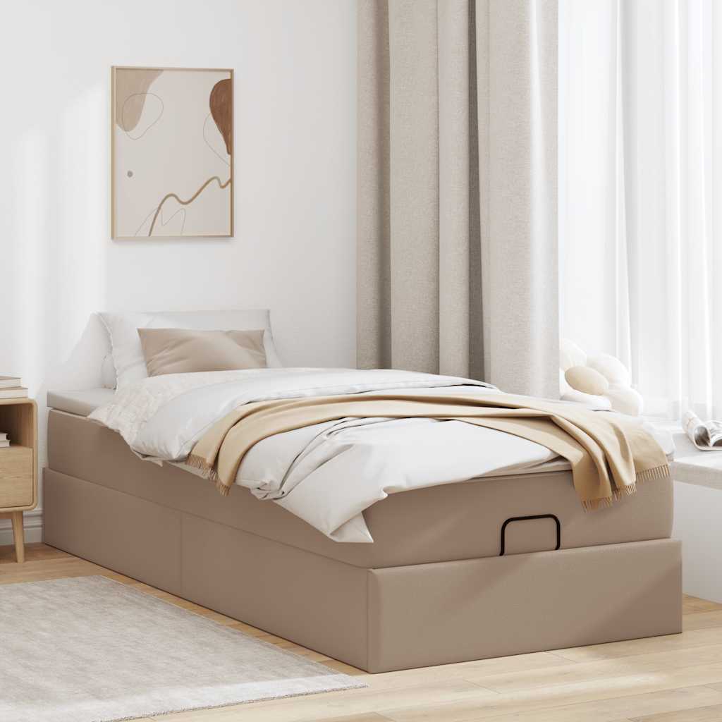 Οθωμανικό κρεβάτι με στρώμα Cappucino 100x200cm Faux Leather - Pakobazaar